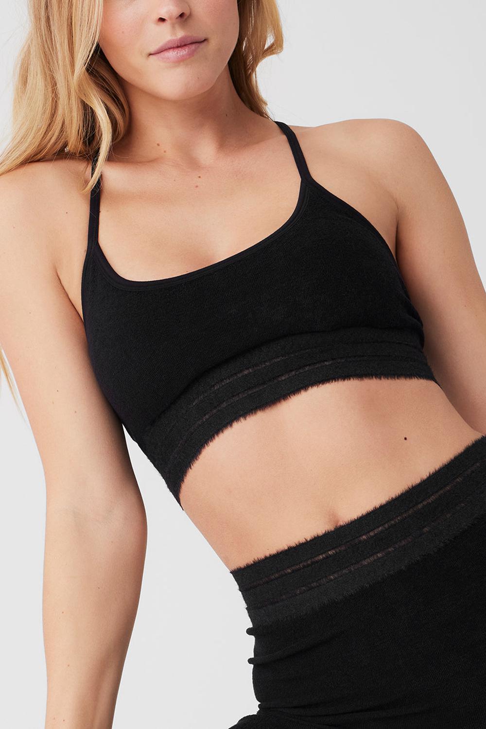 Black Women Alo Yoga Seamless Luxe Terry Cuddle Bra | Australia  14628-TRNF