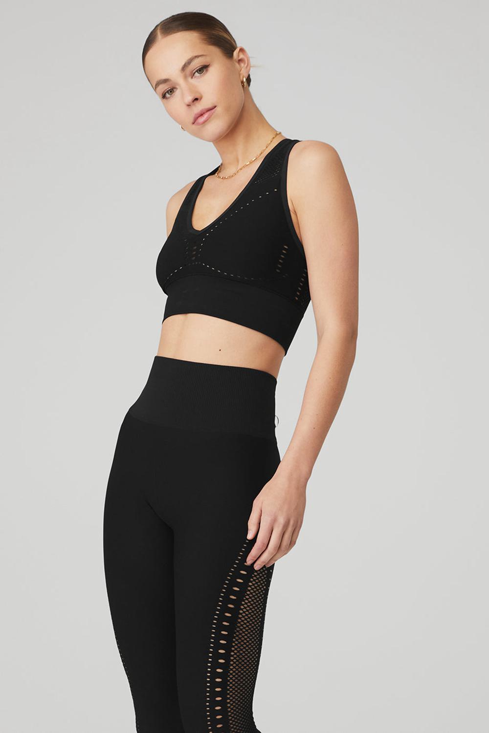 Black Women Alo Yoga Seamless Open Air Bra | Australia  15460-UKDZ