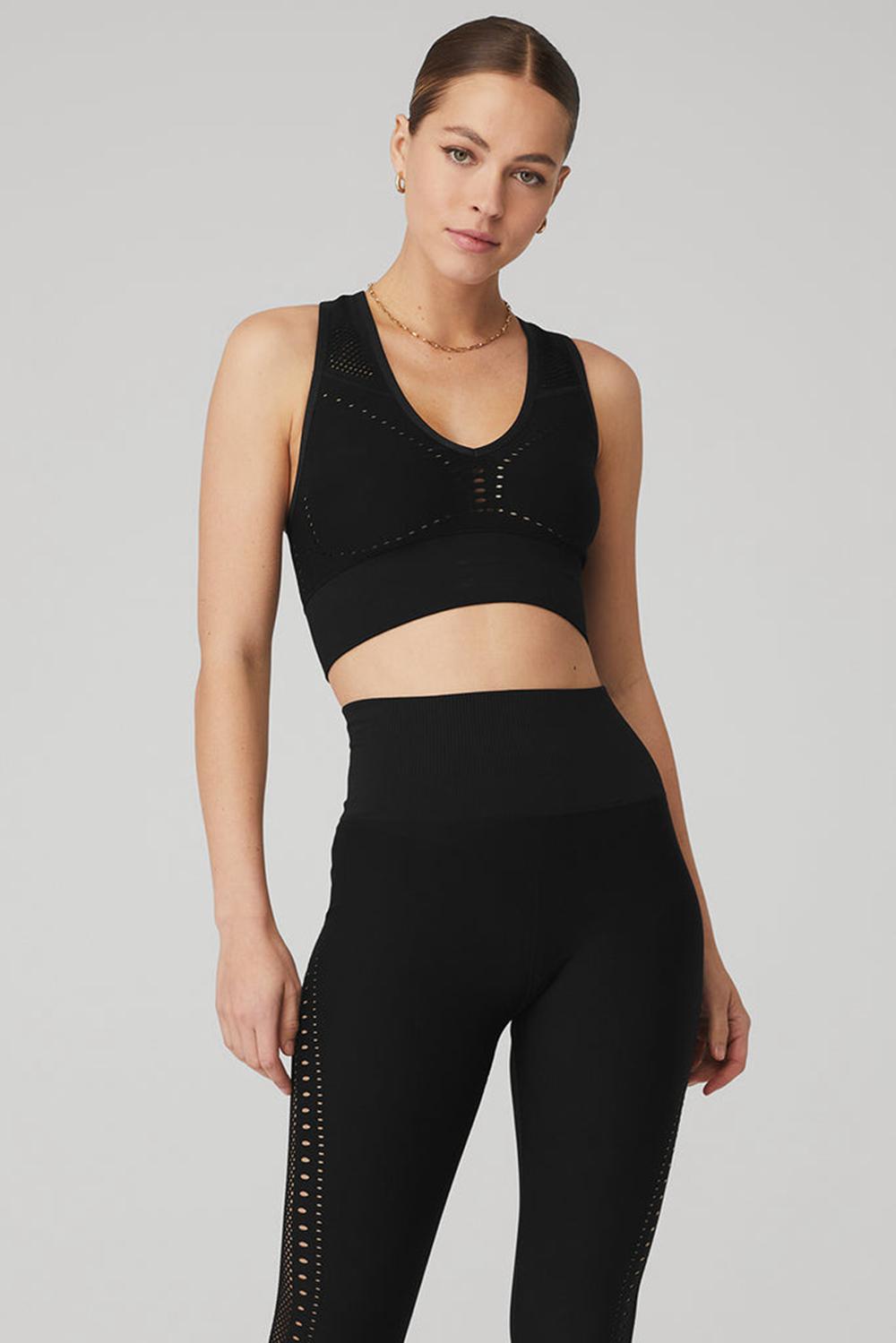 Black Women Alo Yoga Seamless Open Air Bra | Australia  15460-UKDZ