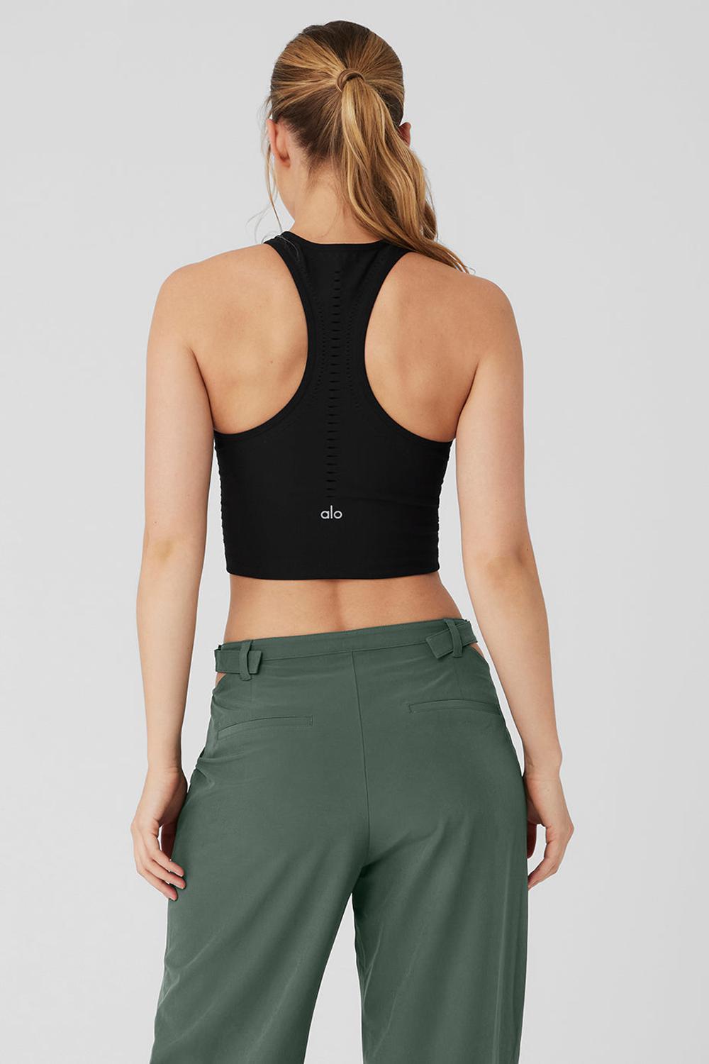 Black Women Alo Yoga Seamless Open Air Racerback Tank | Australia  58769-WFXT