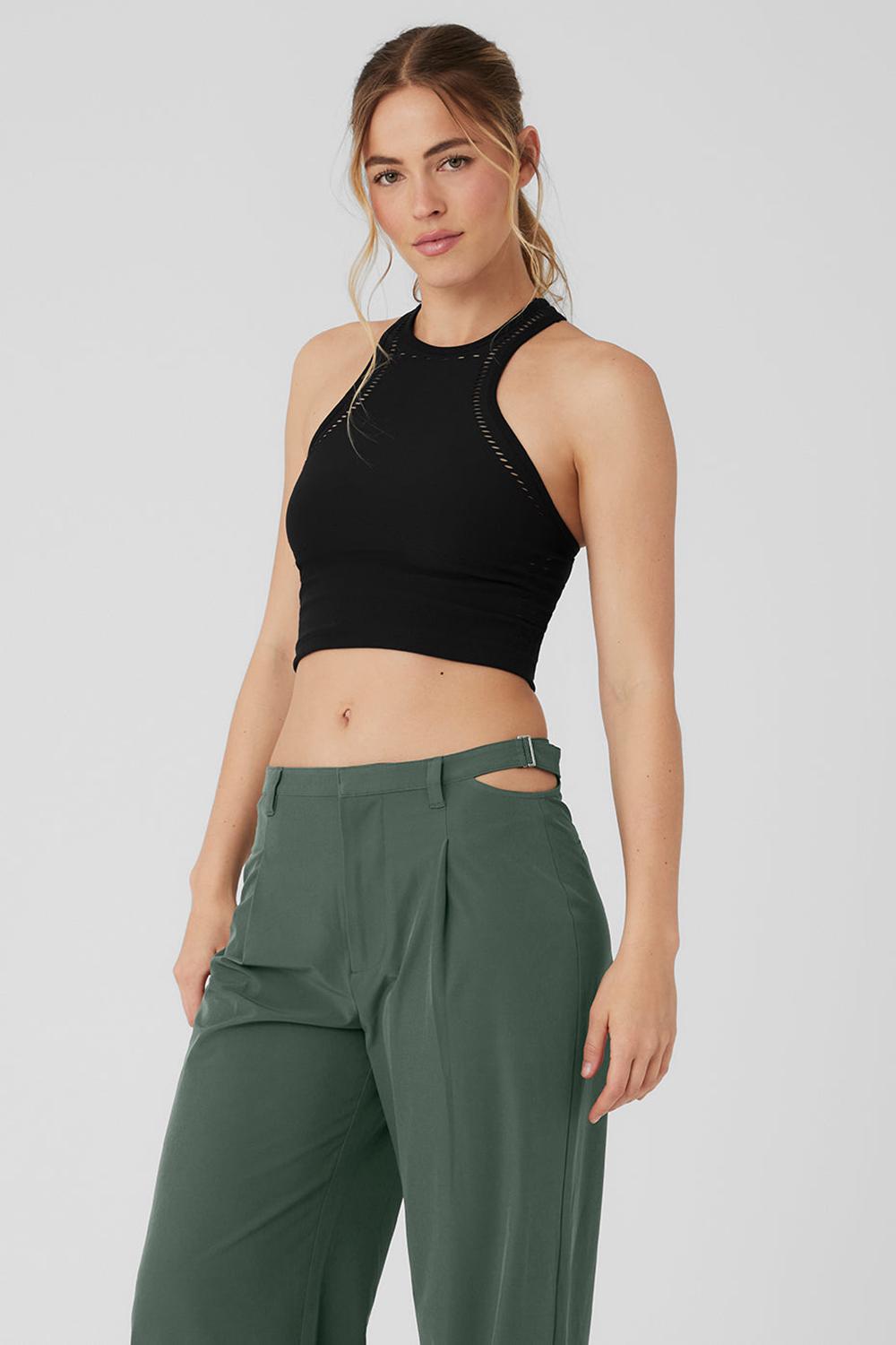Black Women Alo Yoga Seamless Open Air Racerback Tank | Australia  58769-WFXT