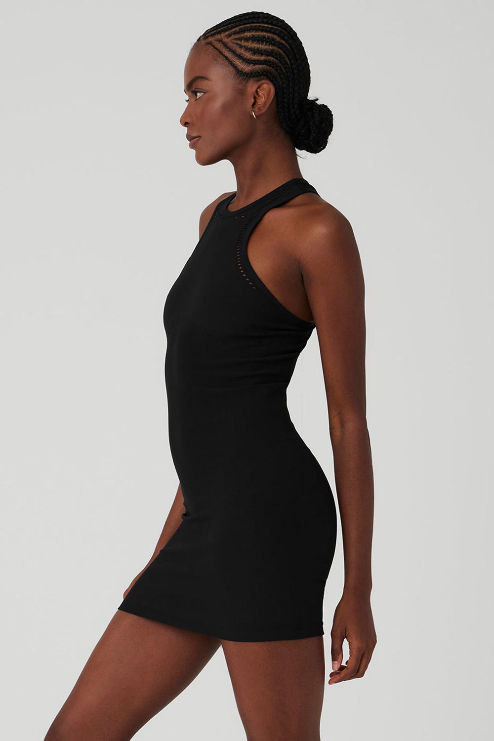 Black Women Alo Yoga Seamless Open Air Racerback Dress | Australia  79054-ZLHK