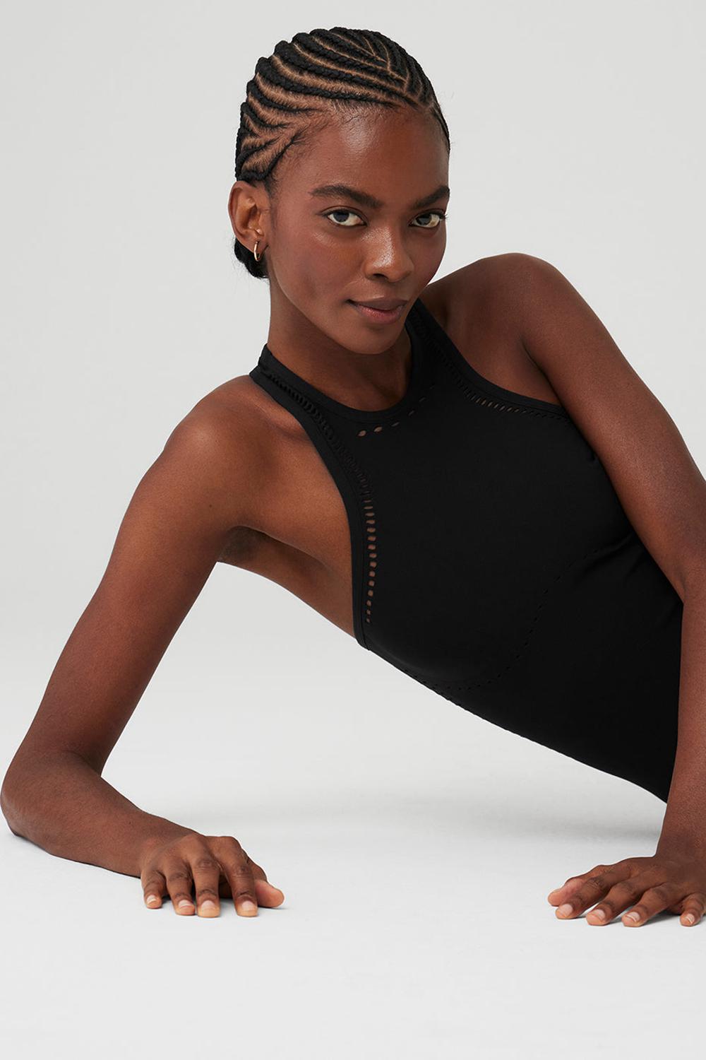 Black Women Alo Yoga Seamless Open Air Racerback Dress | Australia  79054-ZLHK