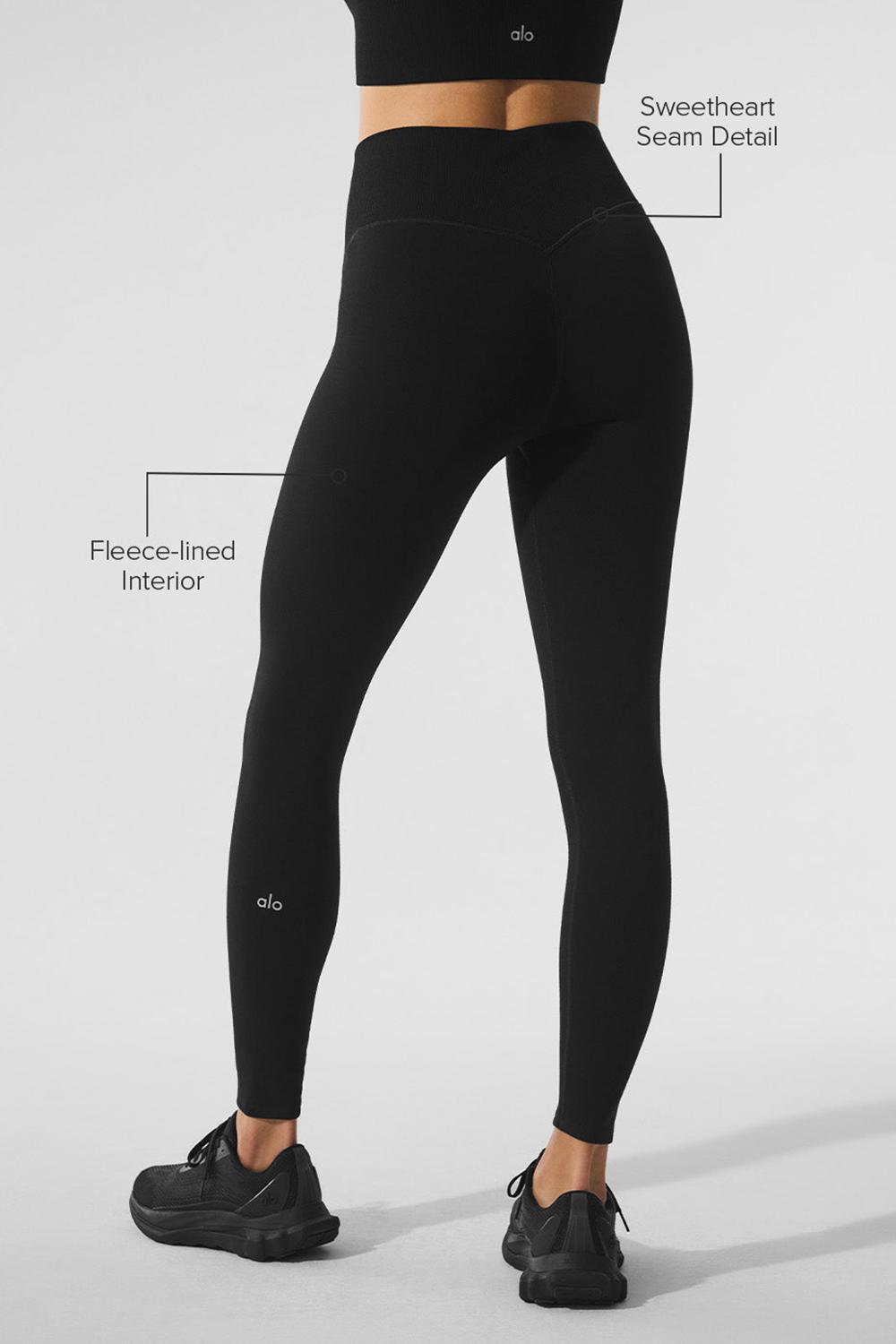 Black Women Alo Yoga Seamless Winter Warm Plush High-Waist 7/8 Legging | Australia  89617-QZOT