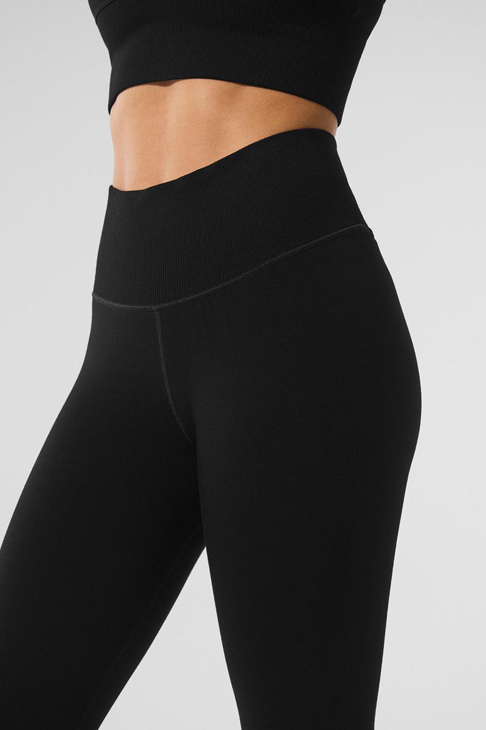 Black Women Alo Yoga Seamless Winter Warm Plush High-Waist 7/8 Legging | Australia  89617-QZOT