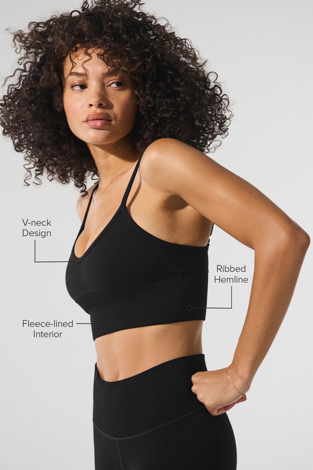 Black Women Alo Yoga Seamless Winter Warm Plush Delight Bra | Australia  67890-EMAI