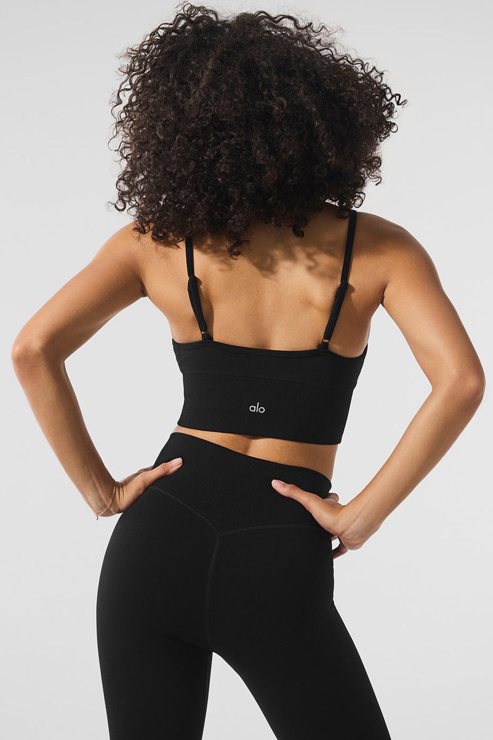Black Women Alo Yoga Seamless Winter Warm Plush Delight Bra | Australia  67890-EMAI
