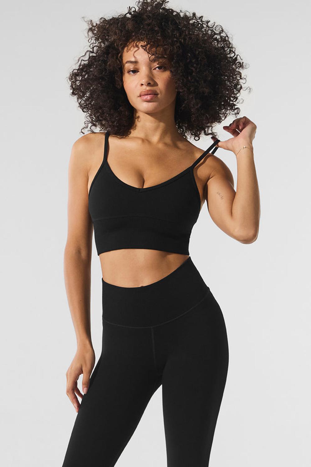 Black Women Alo Yoga Seamless Winter Warm Plush Delight Bra | Australia  67890-EMAI
