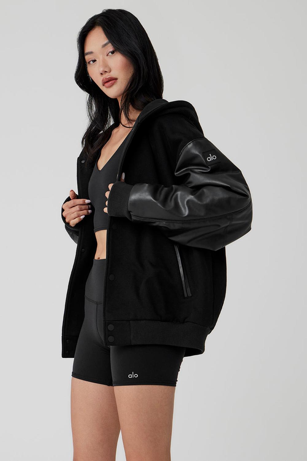 Black Women Alo Yoga Select Hooded Bomber Jacket | Australia  98025-XJBW