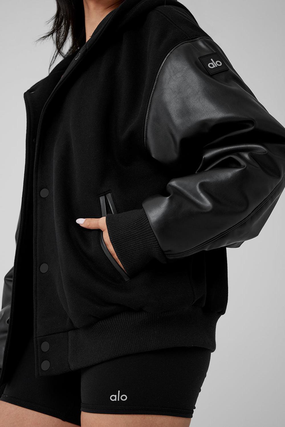 Black Women Alo Yoga Select Hooded Bomber Jacket | Australia  98025-XJBW