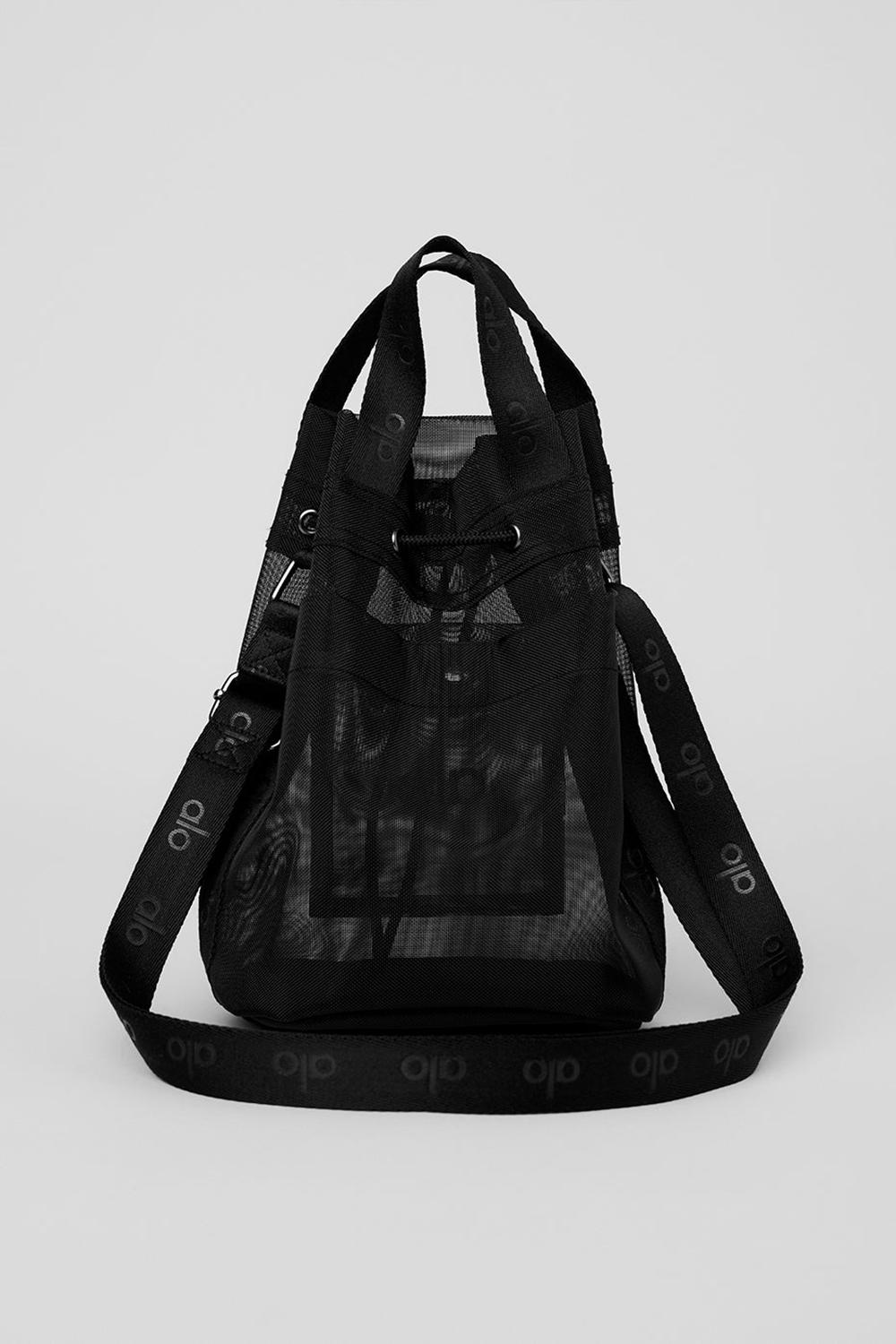 Black Women Alo Yoga Sheer Cross Body Bucket Bag | Australia  23479-NGMA