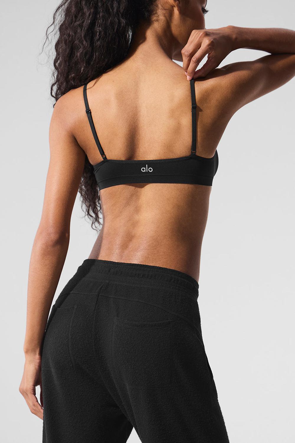 Black Women Alo Yoga Sheer Glow Bra | Australia  86412-AMJB