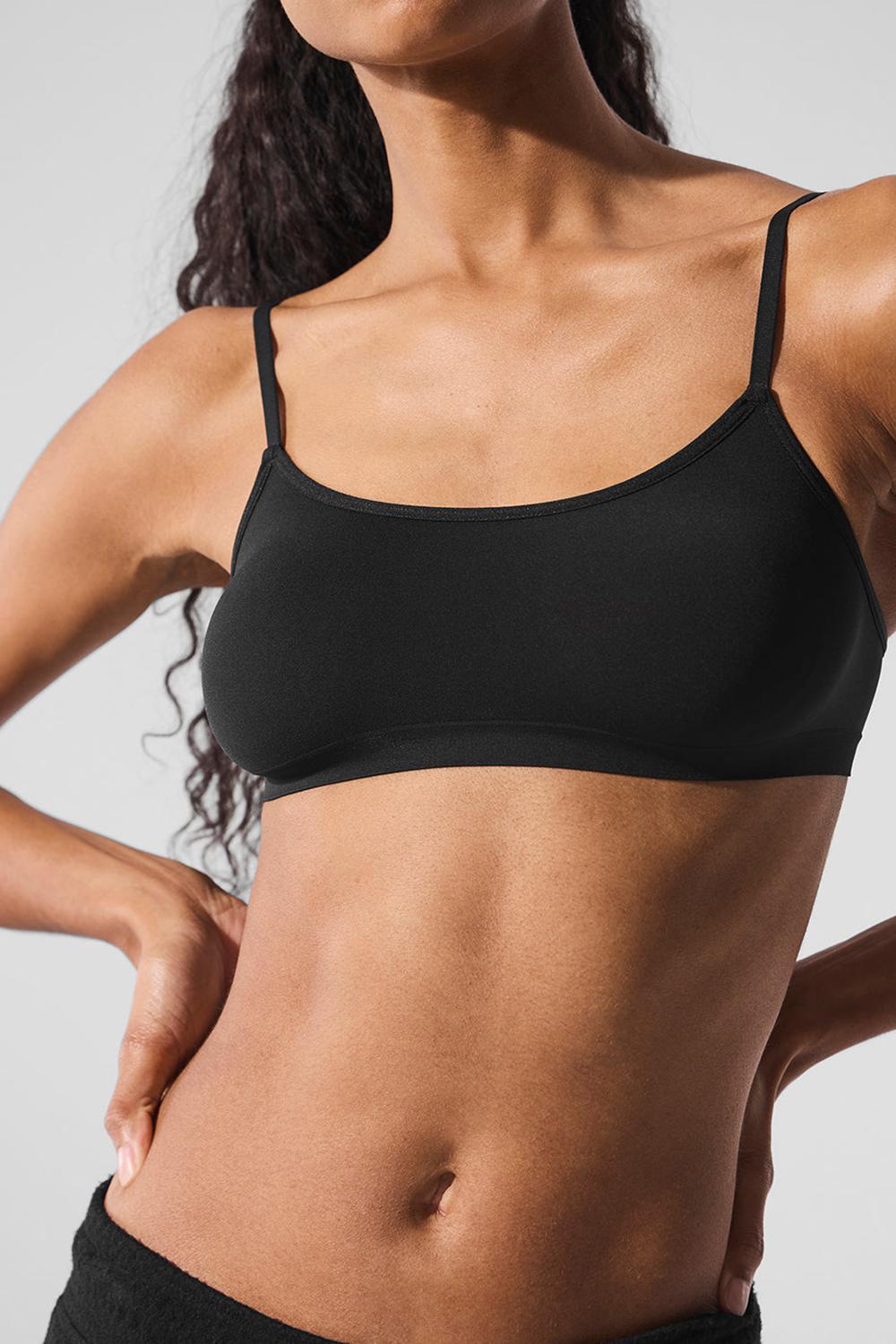 Black Women Alo Yoga Sheer Glow Bra | Australia  86412-AMJB