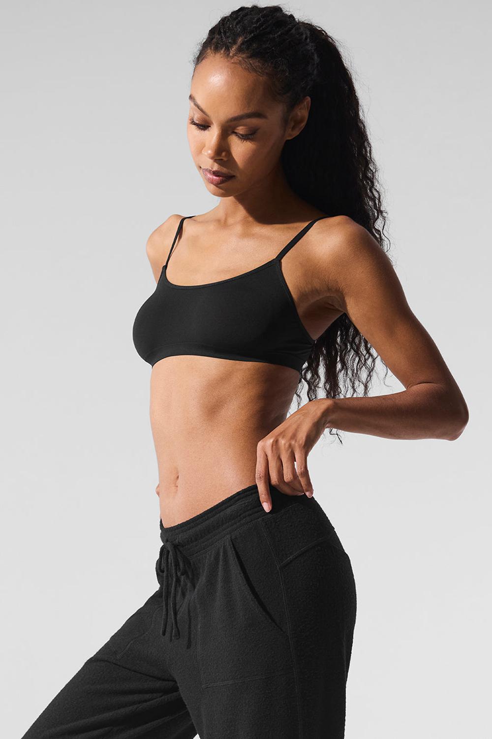 Black Women Alo Yoga Sheer Glow Bra | Australia  86412-AMJB