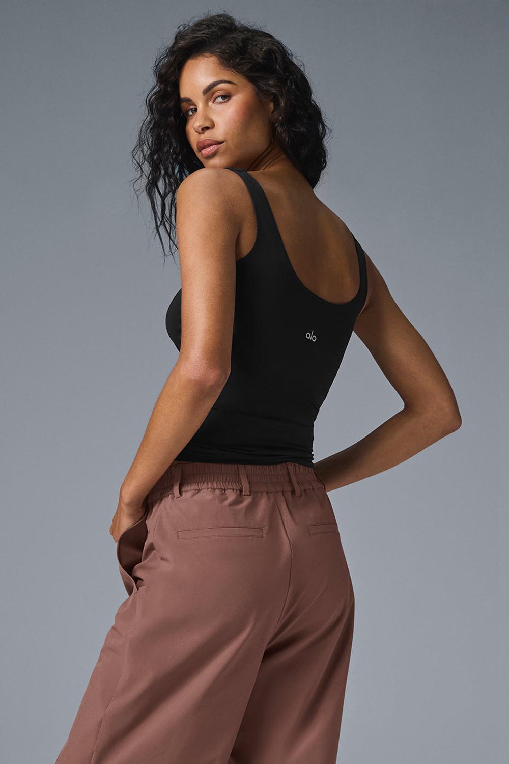 Black Women Alo Yoga Sheer Glow Tank | Australia  67319-IOVM