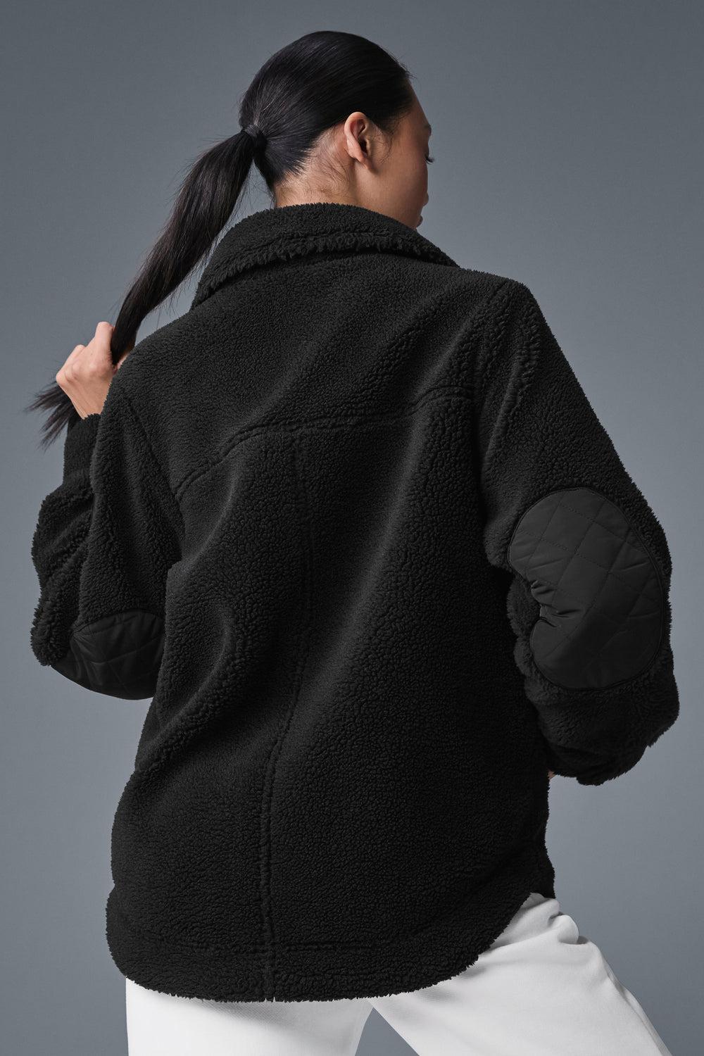 Black Women Alo Yoga Sherpa Edge Shacket Jacket | Australia  32719-NAMB