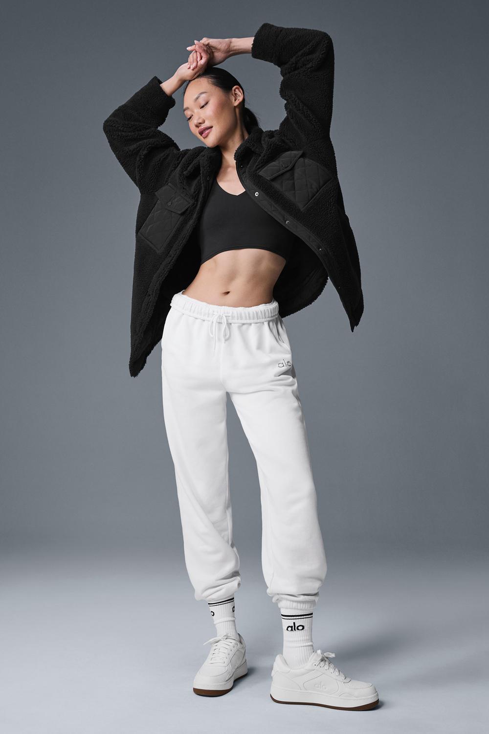 Black Women Alo Yoga Sherpa Edge Shacket Jacket | Australia  32719-NAMB