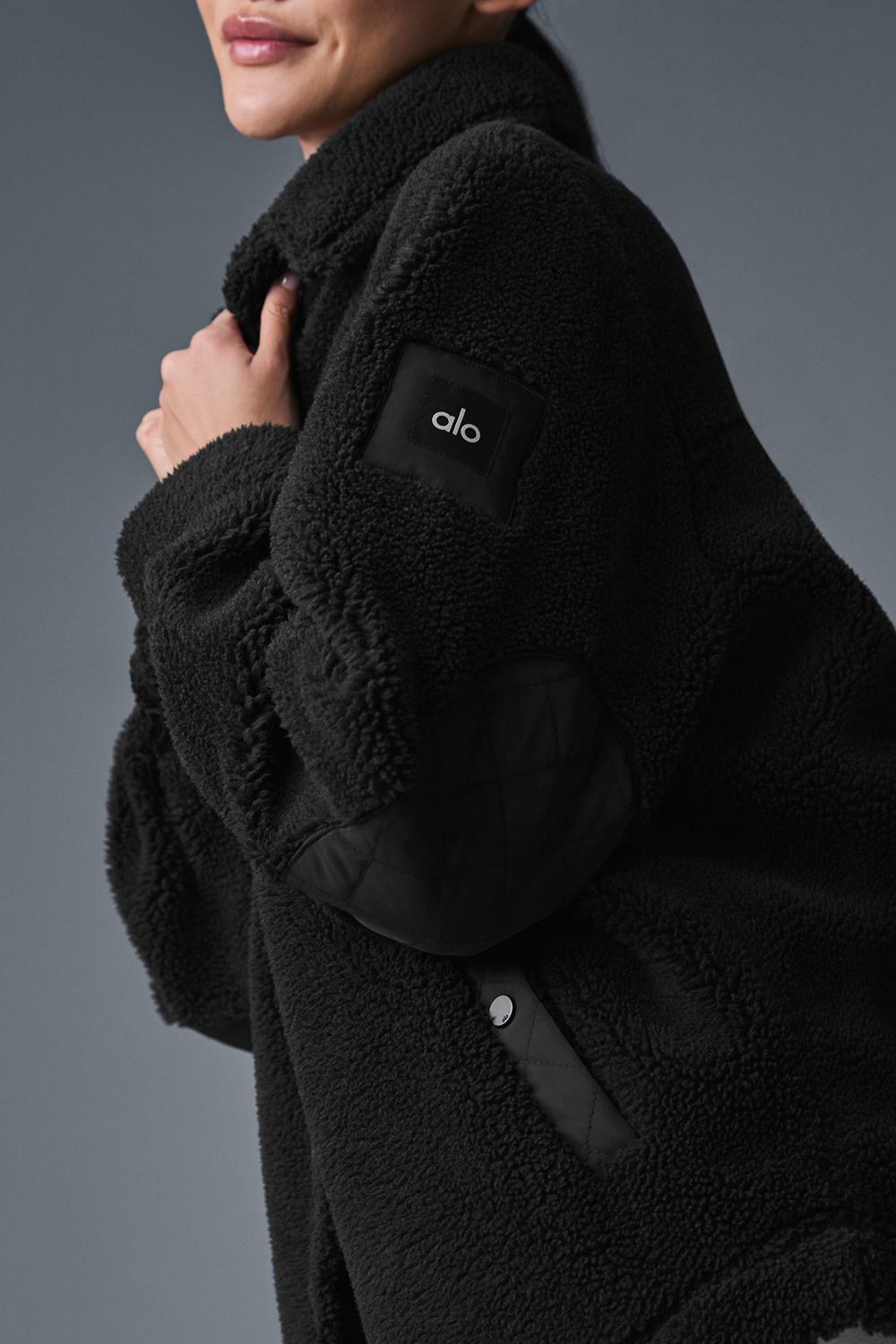 Black Women Alo Yoga Sherpa Edge Shacket Jacket | Australia  32719-NAMB