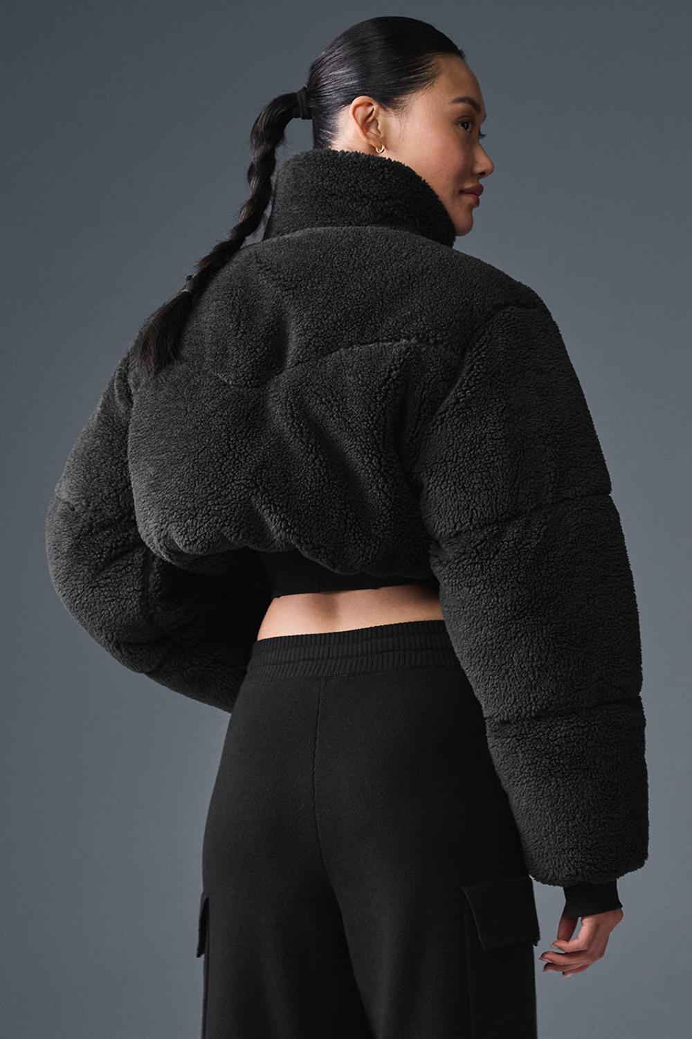 Black Women Alo Yoga Sherpa Main Act Corset Puffer Jacket | Australia  68273-SYNQ