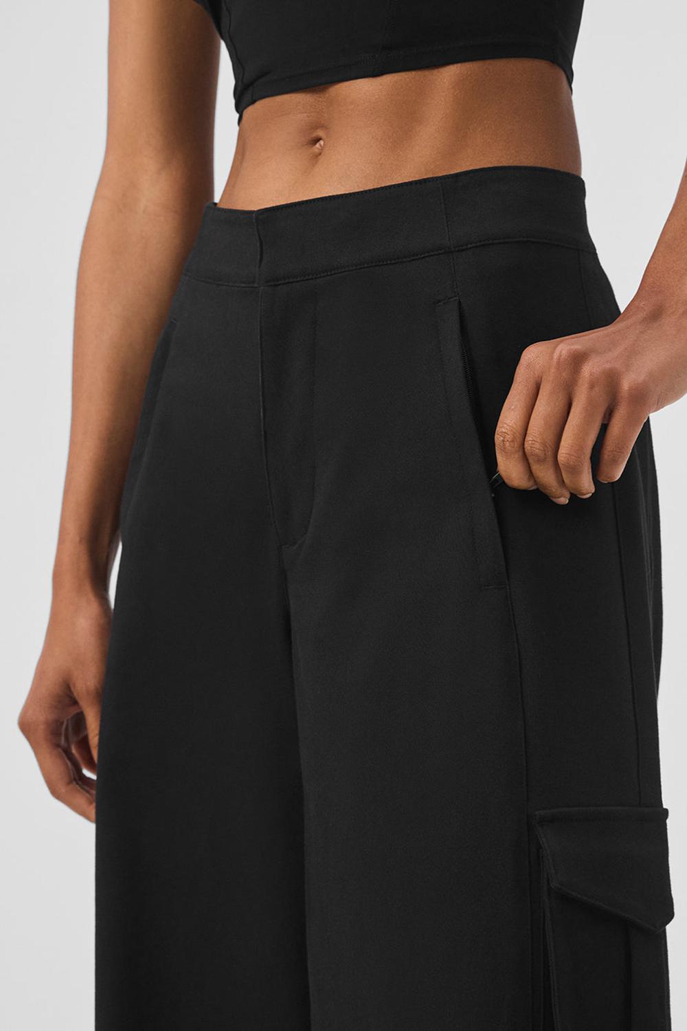 Black Women Alo Yoga Show Off Cargo Wide Leg (Regular) Pant | Australia  41370-JXZC