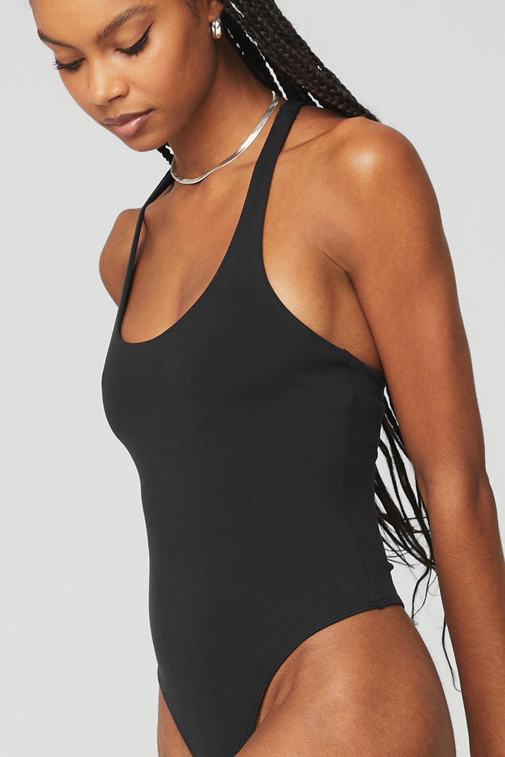 Black Women Alo Yoga Sleek Back Bodysuit | Australia  59620-WXVJ