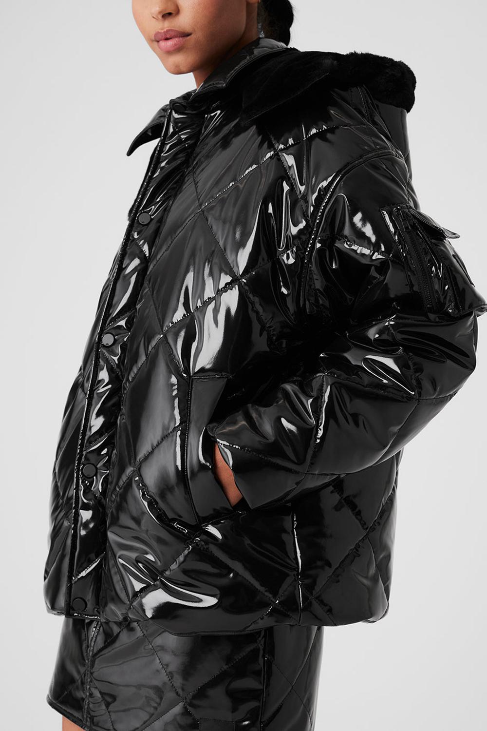 Black Women Alo Yoga Snomoto Puffer Jacket | Australia  92086-NOYU