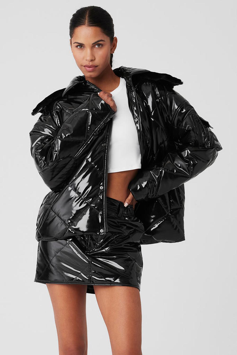 Black Women Alo Yoga Snomoto Puffer Jacket | Australia  92086-NOYU