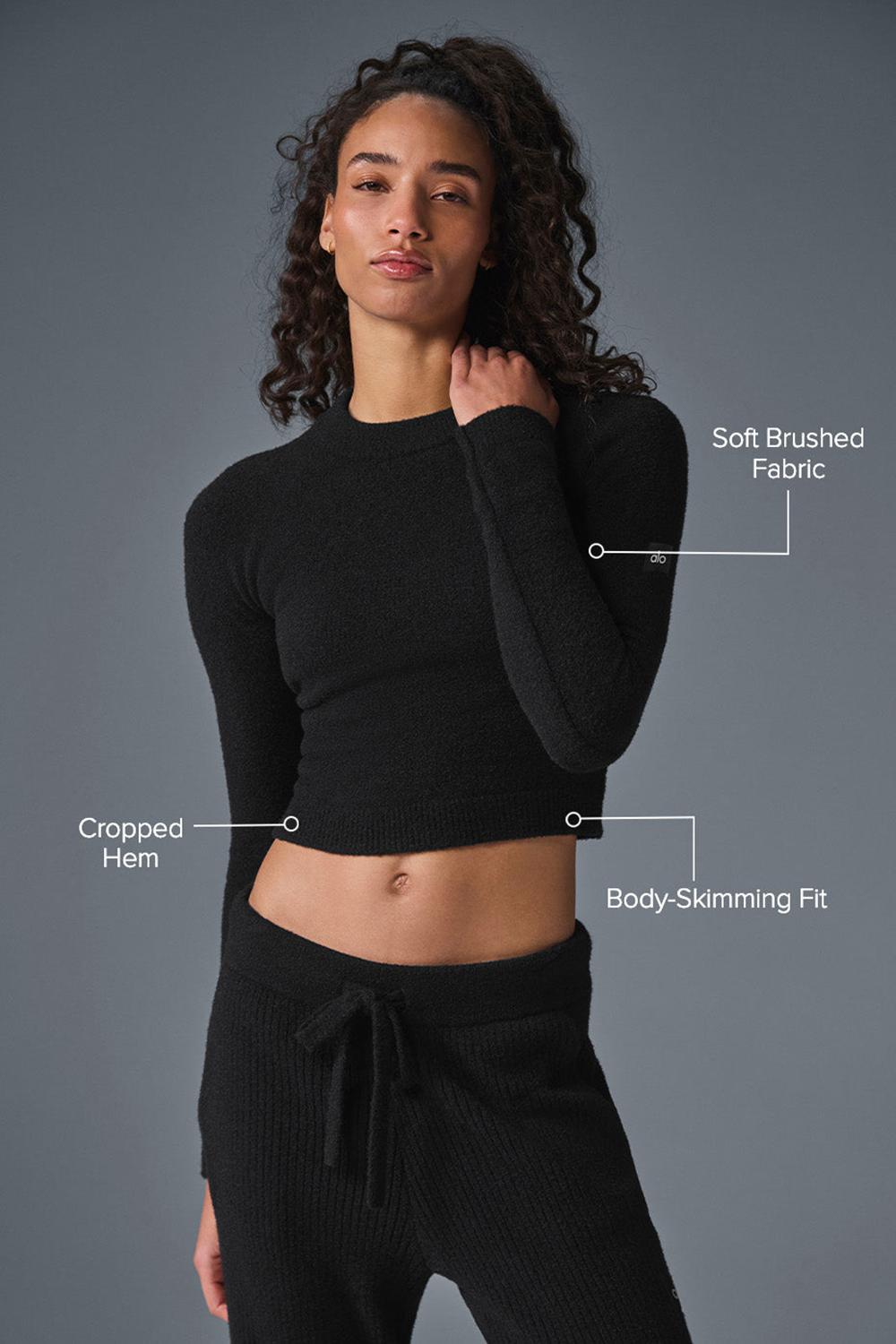 Black Women Alo Yoga Snuggle Up Long Sleeve | Australia  01923-GQOE