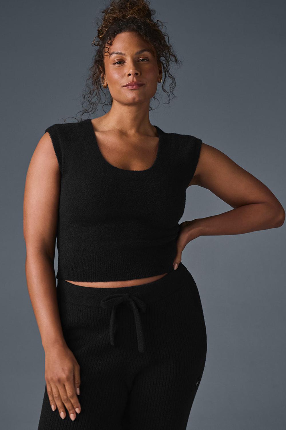 Black Women Alo Yoga Snuggle Up Short Sleeve | Australia  85362-RVBL