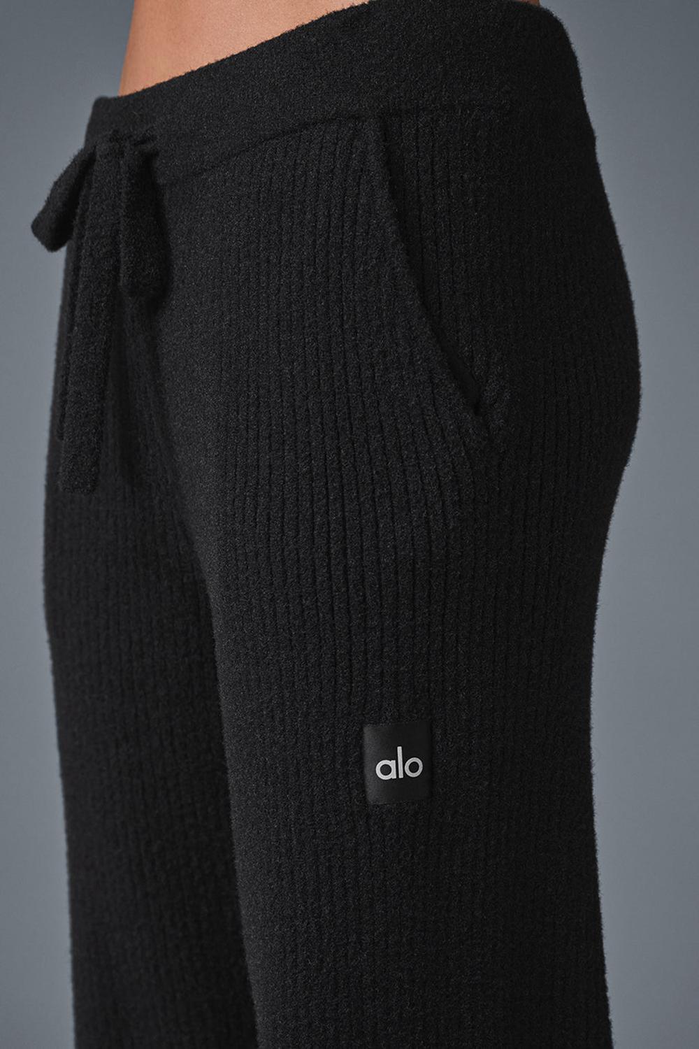 Black Women Alo Yoga Snuggle Up Sweater High-Waist Wide Leg Pant | Australia  06431-LQPI