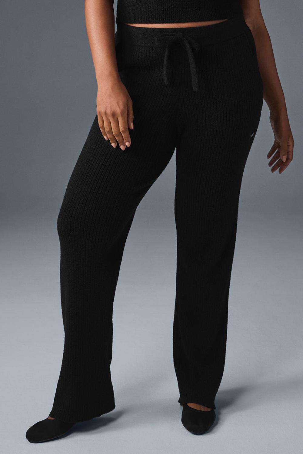 Black Women Alo Yoga Snuggle Up Sweater High-Waist Wide Leg Pant | Australia  06431-LQPI