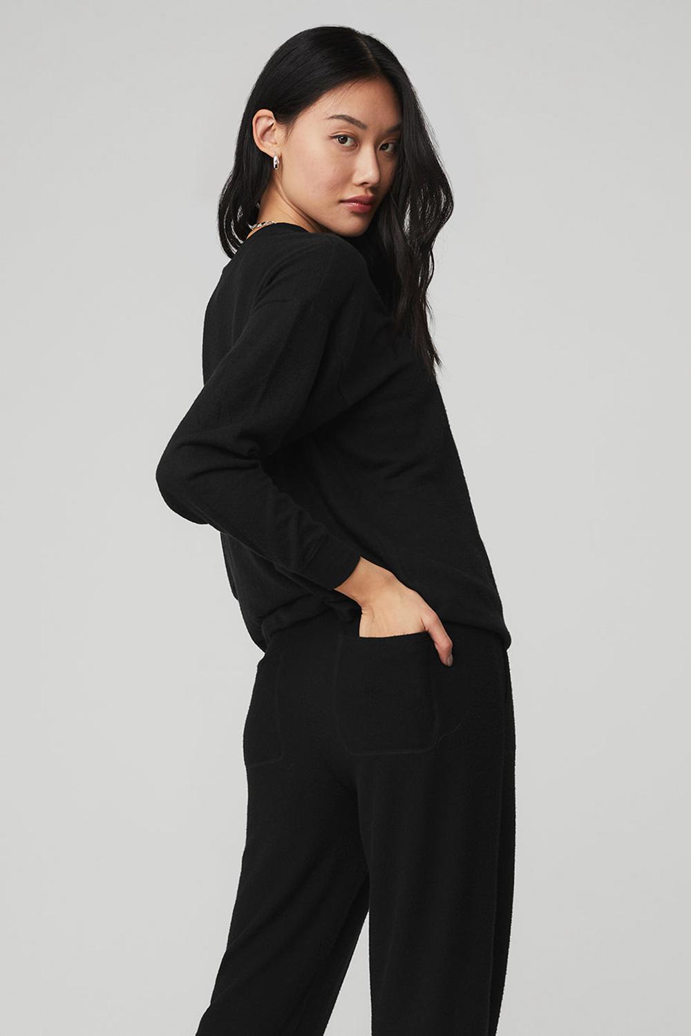 Black Women Alo Yoga Soho Pullover | Australia  87512-VDZK