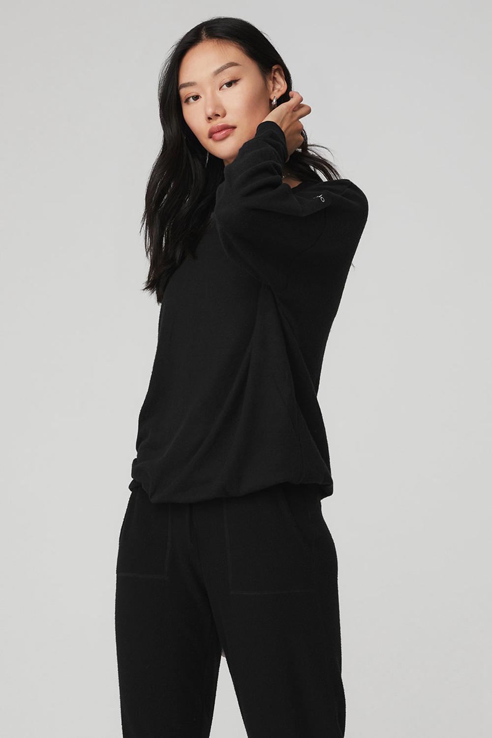 Black Women Alo Yoga Soho Pullover | Australia  87512-VDZK