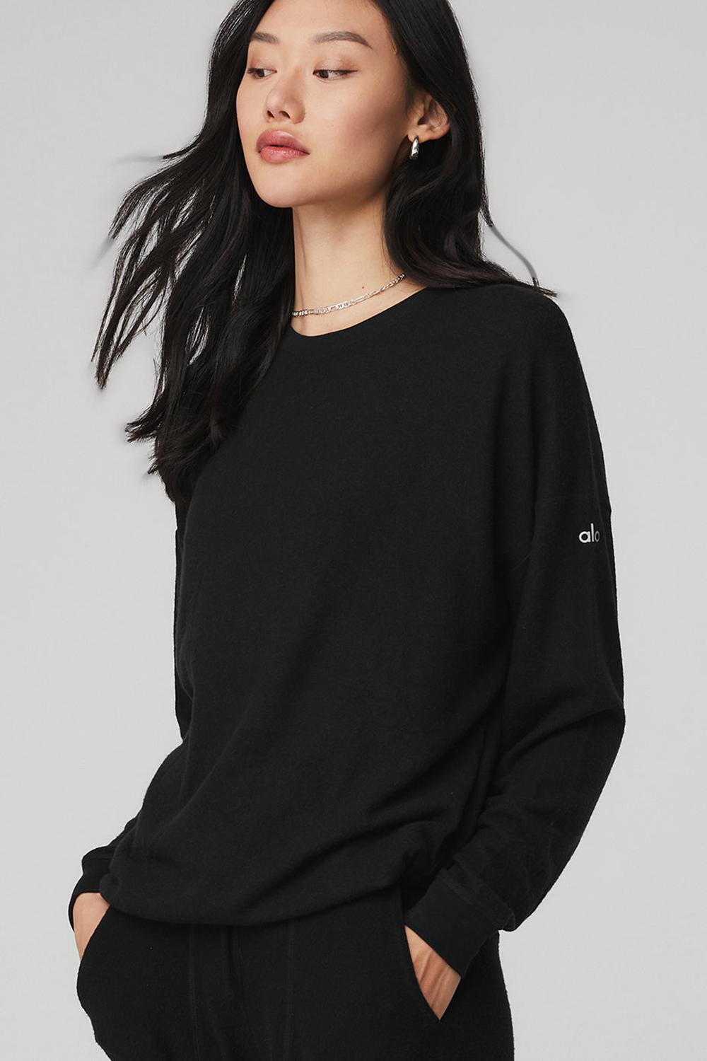 Black Women Alo Yoga Soho Pullover | Australia  87512-VDZK