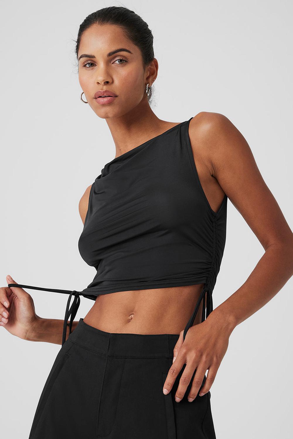 Black Women Alo Yoga Standout Cropped Tank | Australia  98204-CBIY
