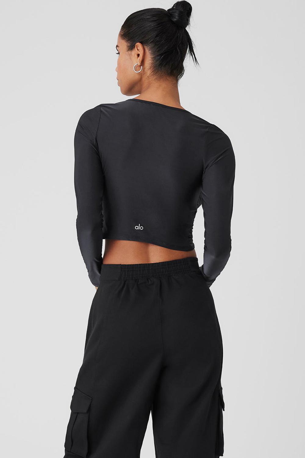 Black Women Alo Yoga Standout Long Sleeve | Australia  56802-RCKV