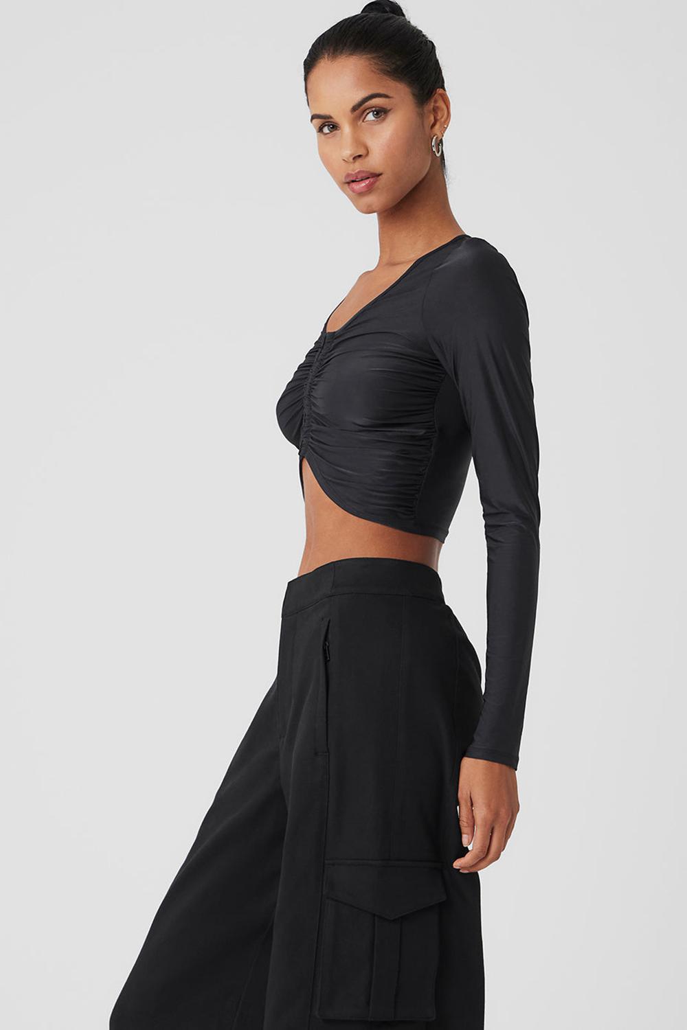 Black Women Alo Yoga Standout Long Sleeve | Australia  56802-RCKV