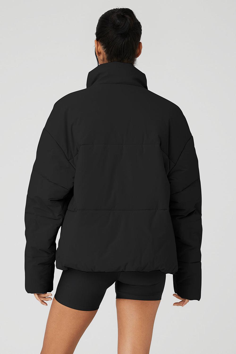 Black Women Alo Yoga Stretch Woven Street Puffer Jacket | Australia  63521-CIHE