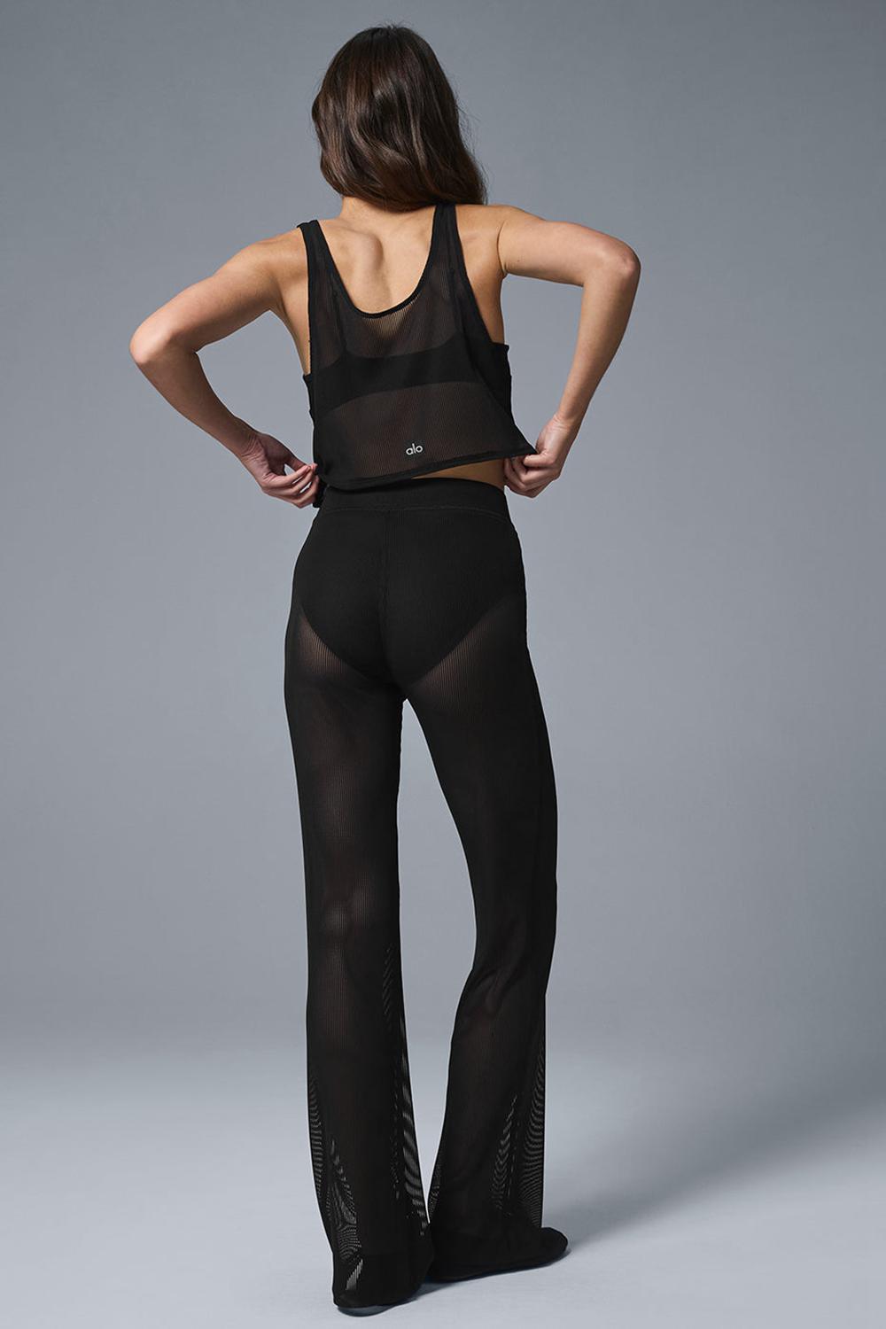 Black Women Alo Yoga Striped Mesh Tropical Nights Flare Pant | Australia  40239-AWZF
