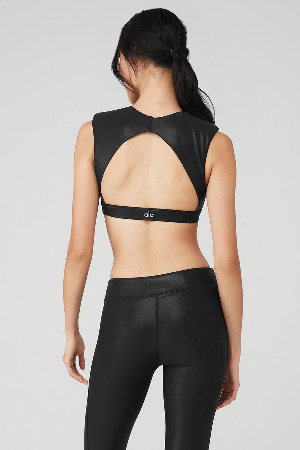 Black Women Alo Yoga Super Shine Flash Bra | Australia  75831-MZTF