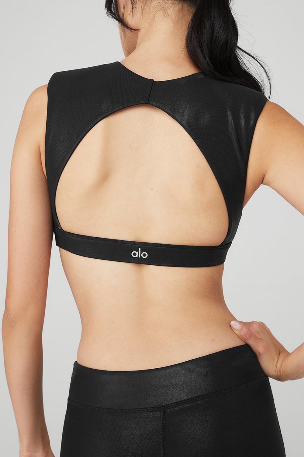 Black Women Alo Yoga Super Shine Flash Bra | Australia  75831-MZTF