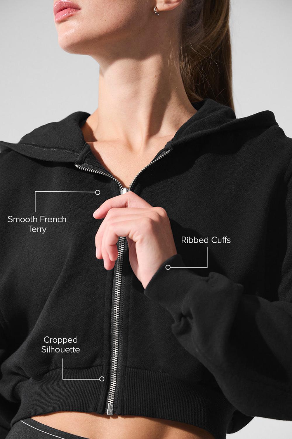 Black Women Alo Yoga Sweet Escape Zip Up Hoodie | Australia  06941-IQAF