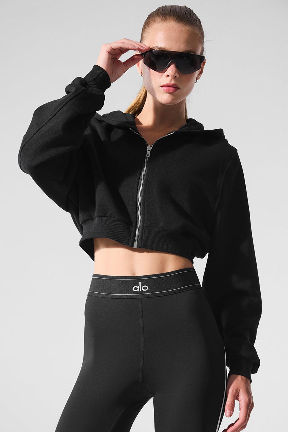 Black Women Alo Yoga Sweet Escape Zip Up Hoodie | Australia  06941-IQAF