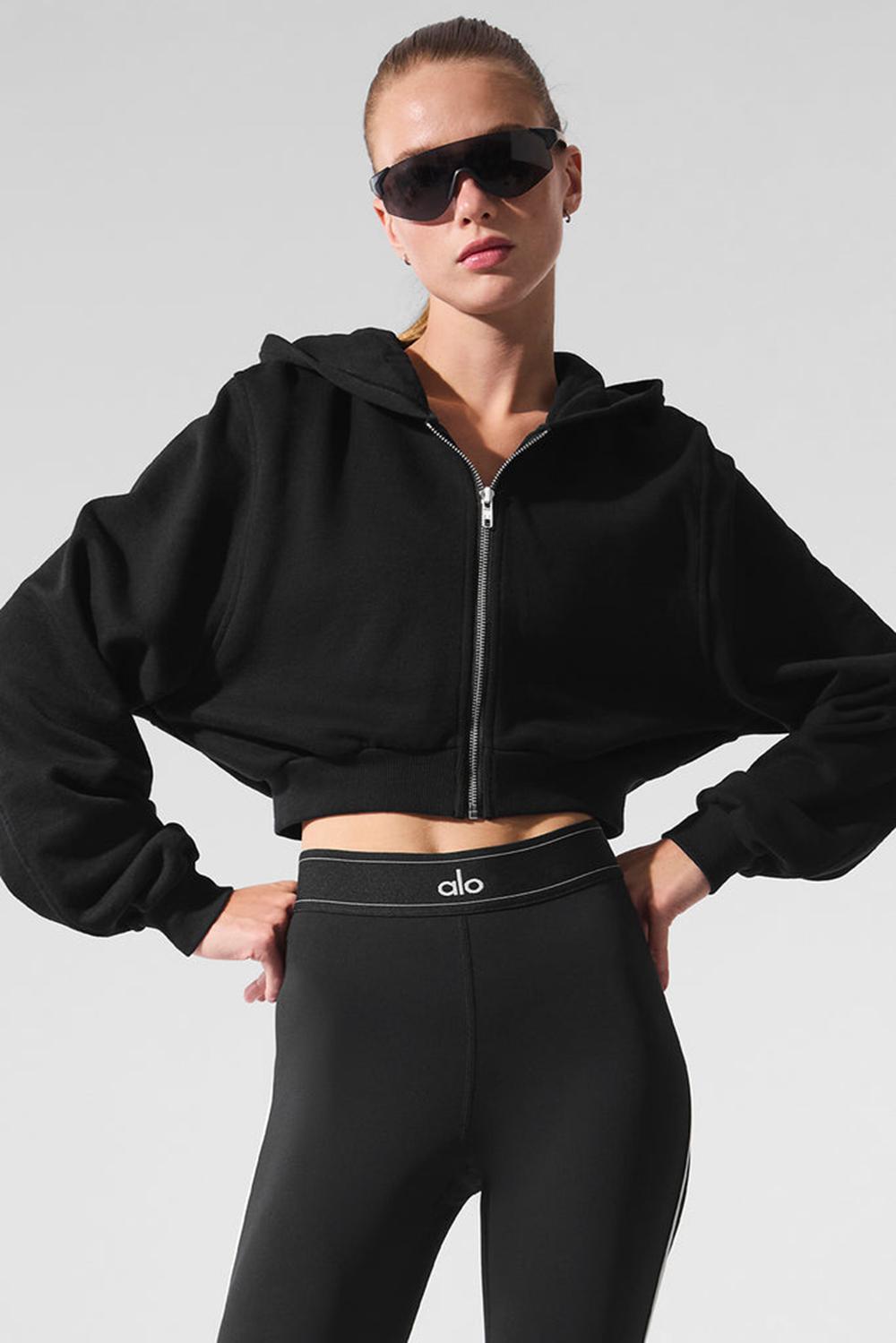 Black Women Alo Yoga Sweet Escape Zip Up Hoodie | Australia  06941-IQAF