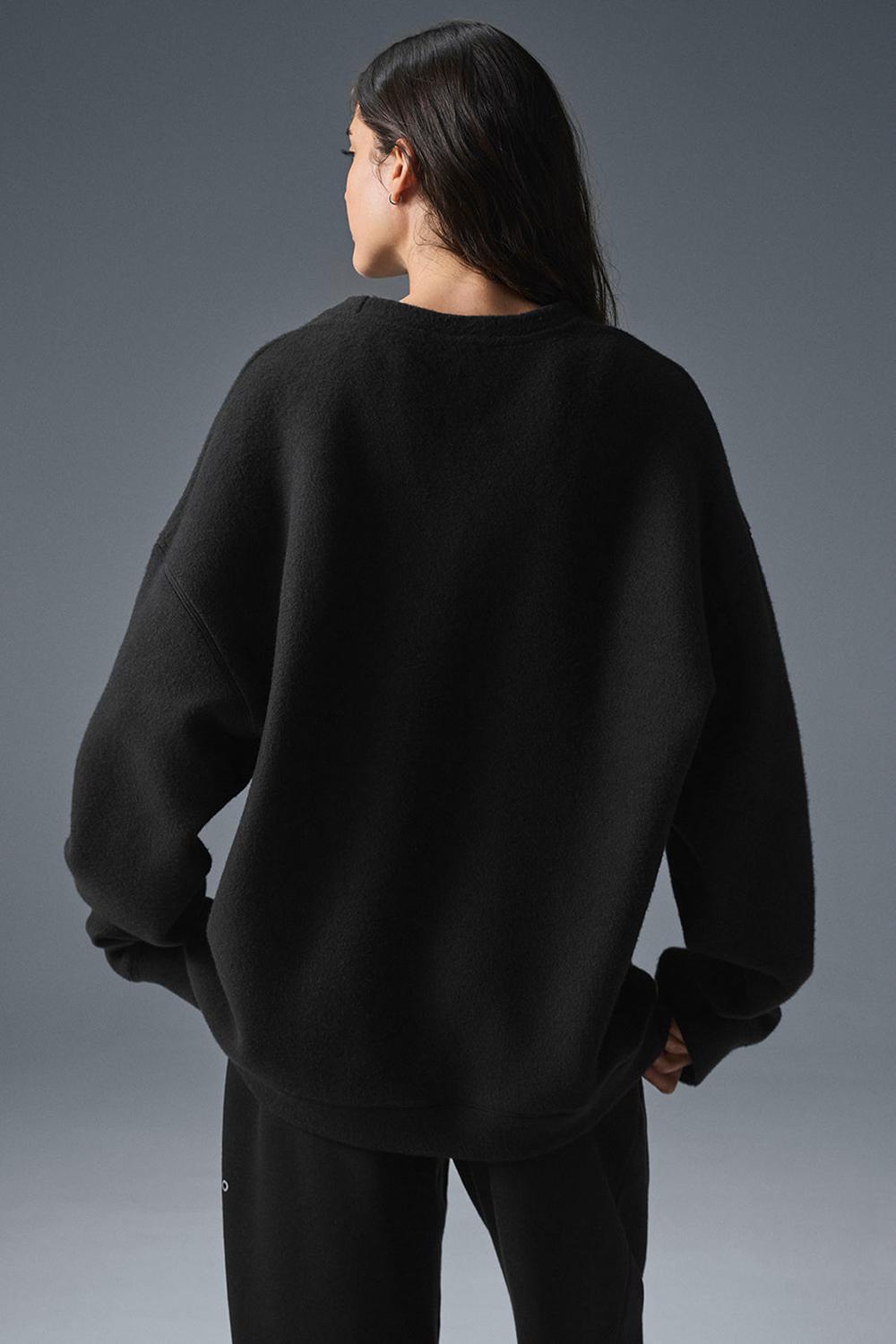Black Women Alo Yoga Triumph Restore Crew Neck Sweatshirt | Australia  47831-QWLZ