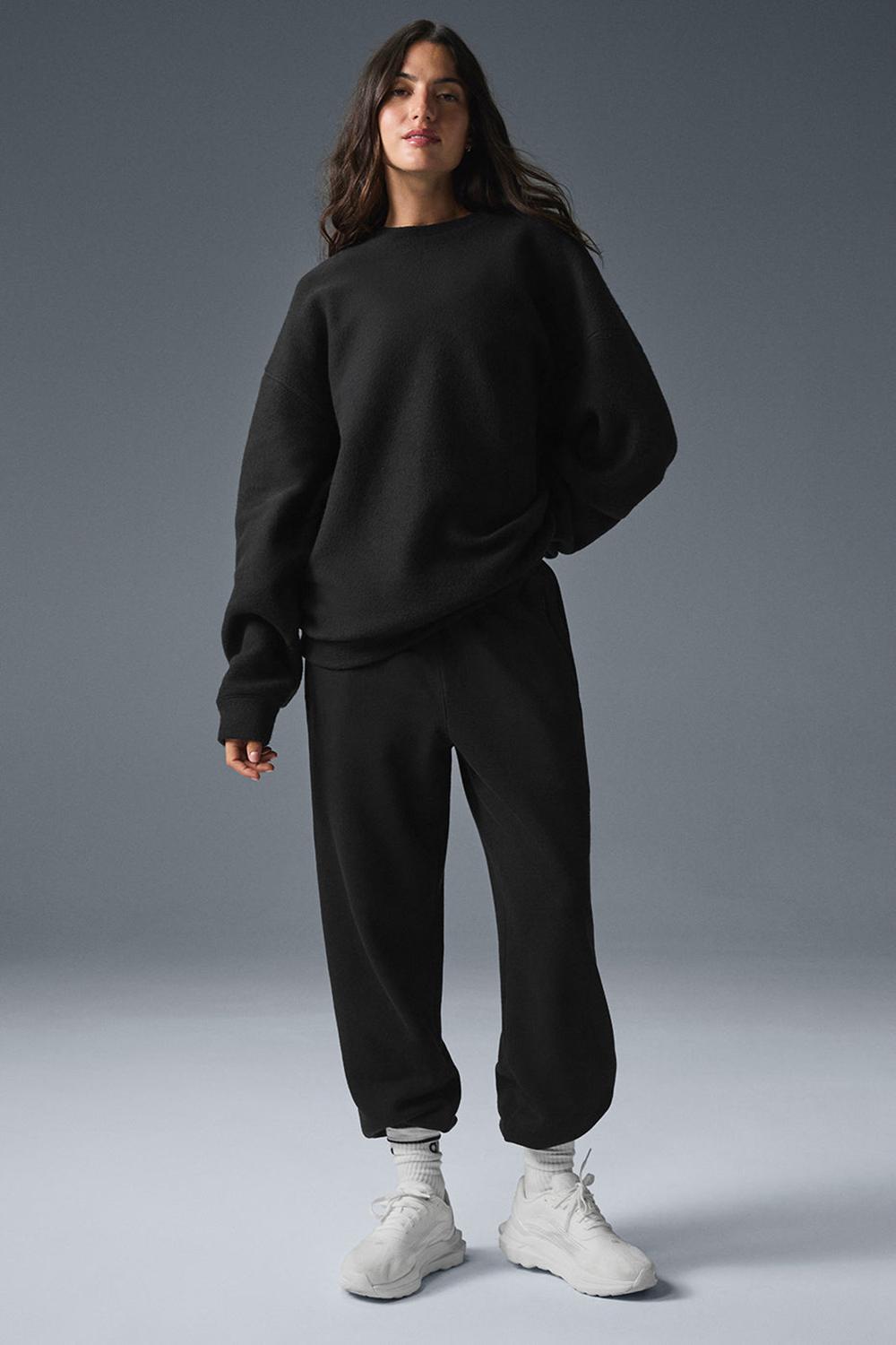 Black Women Alo Yoga Triumph Restore Crew Neck Sweatshirt | Australia  47831-QWLZ