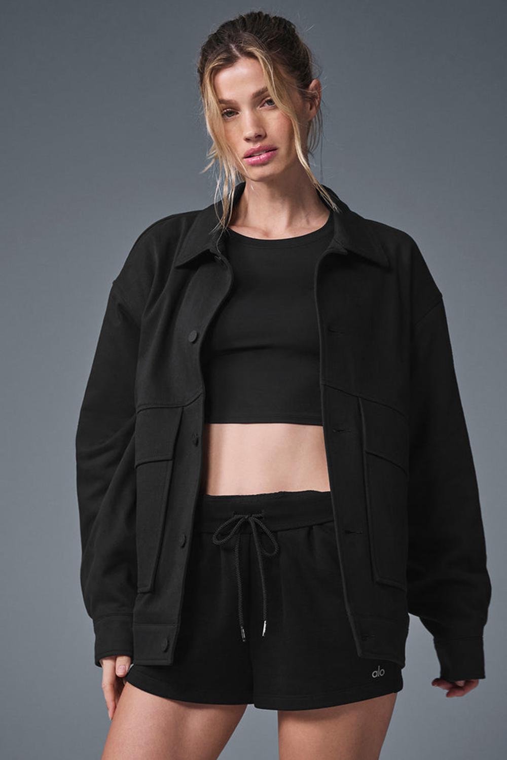 Black Women Alo Yoga Unisex One Up Jacket | Australia  14579-HSAQ