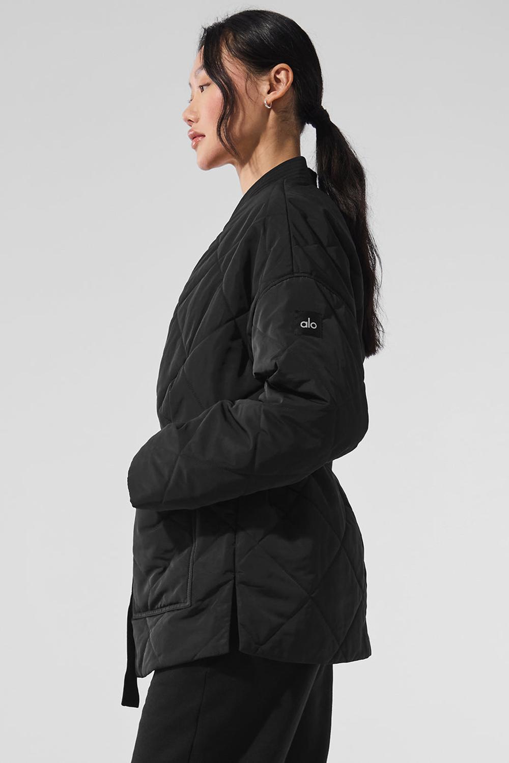 Black Women Alo Yoga Urbanite Wrap Puffer Jacket | Australia  96714-FBYR