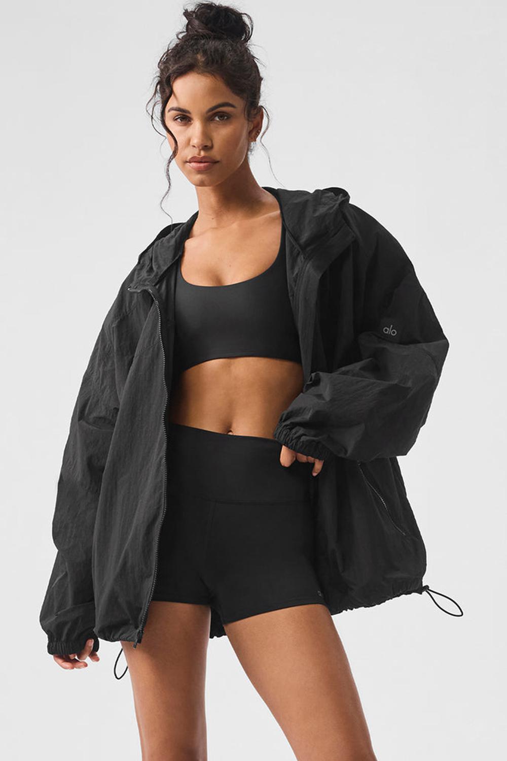 Black Women Alo Yoga Vantage Nylon Ripstop Track Jacket | Australia  49360-CBJY