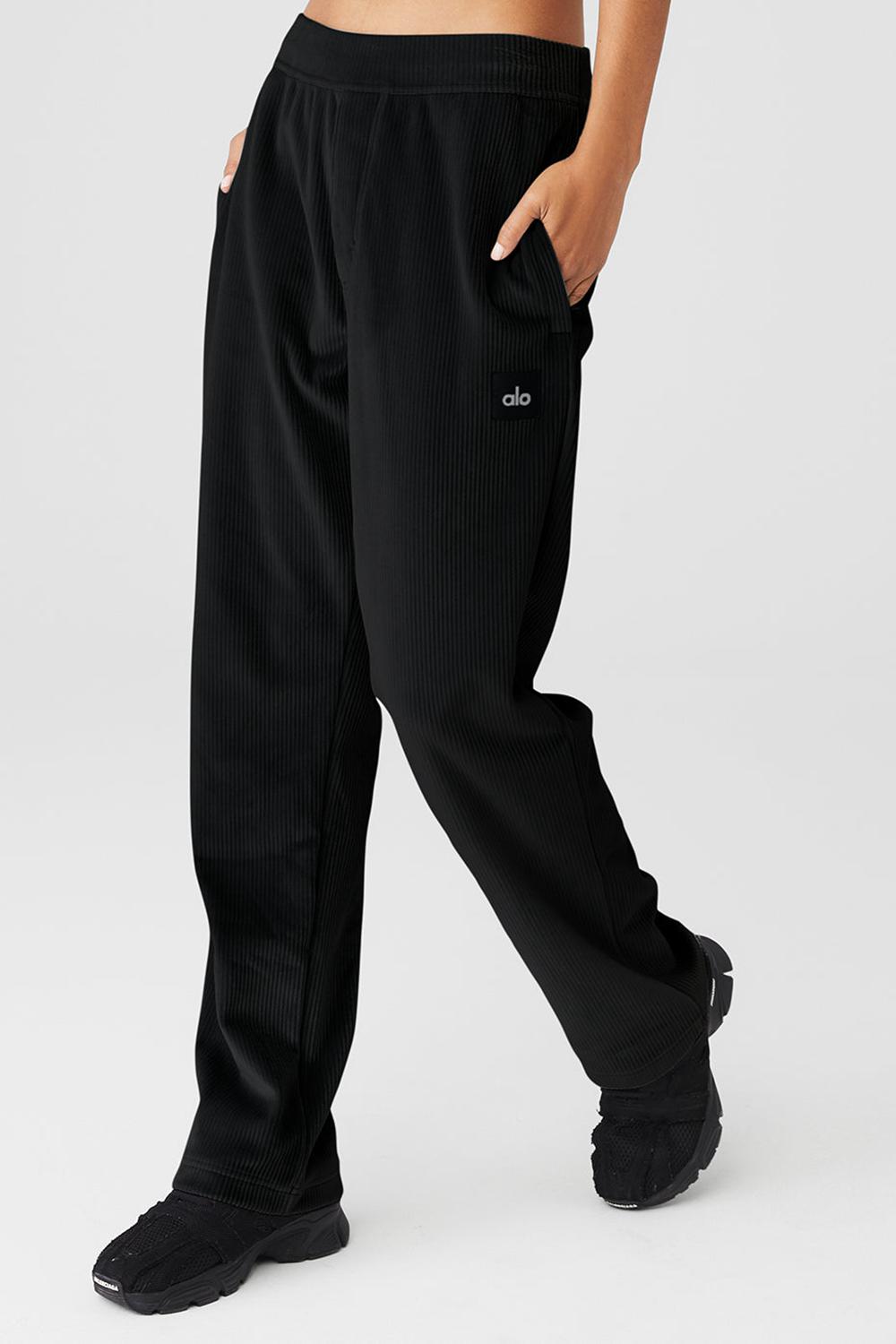 Black Women Alo Yoga Velour Baller Pant | Australia  65423-PVQT